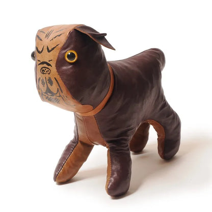 Lot 5243 GENUINE LEATHER MASCOT DOLL USMC "BULLDOG" BROWN