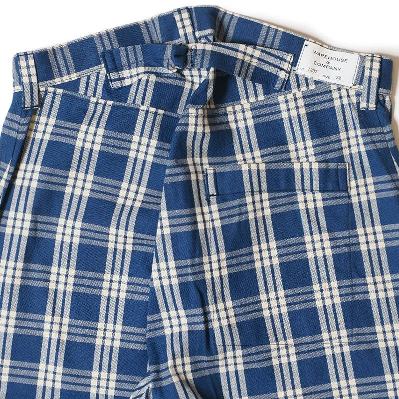 Lot 1237 1900’S INDIGO BLUE and WHITE CHECK WAIST OVERALL チェック